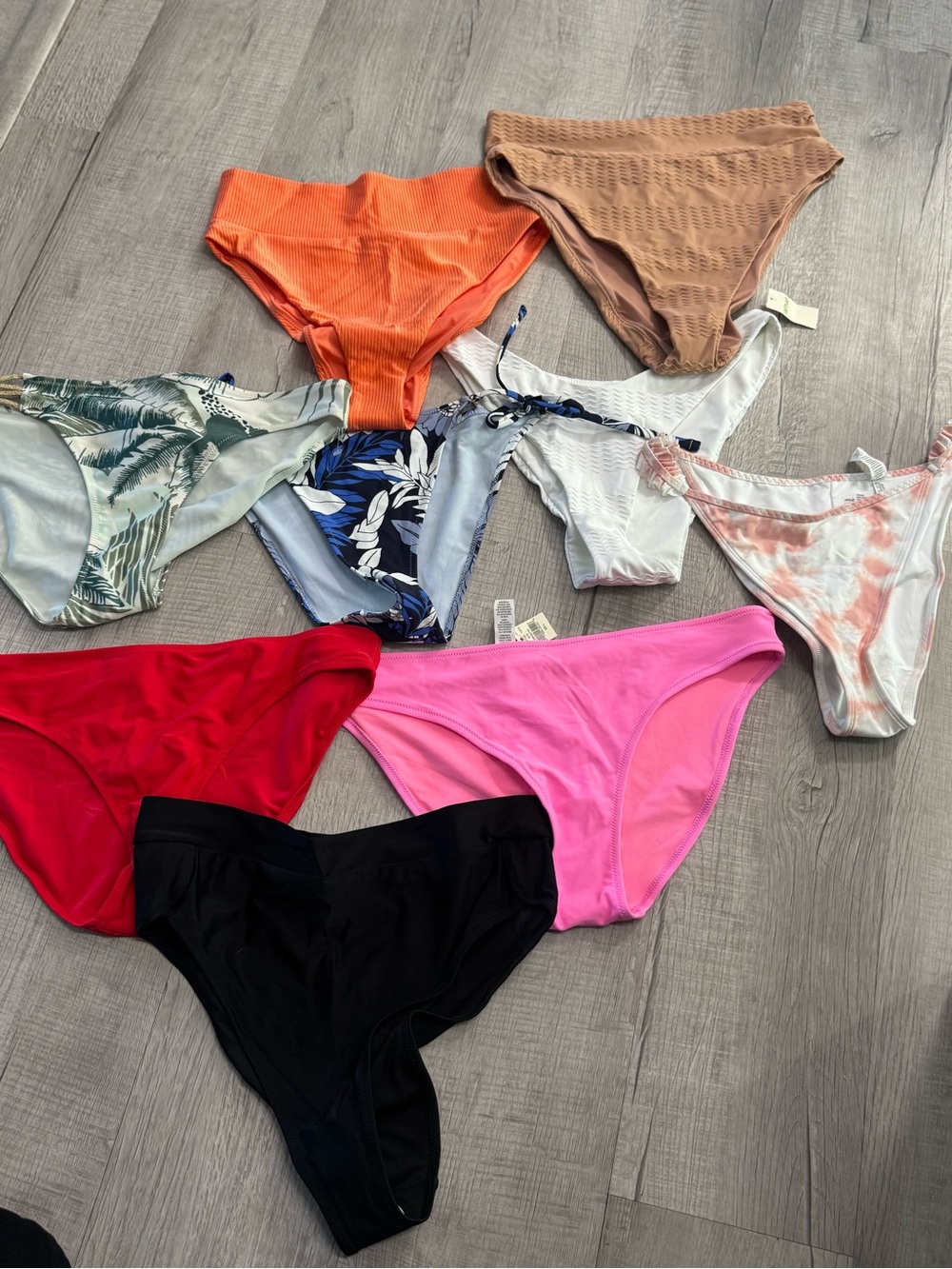 aerie Mixed Color Women's Bikini Bottoms - Orange, Tan, Red, Pink, Black, Floral
